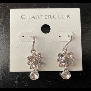 New Charter Club silver drop earrings